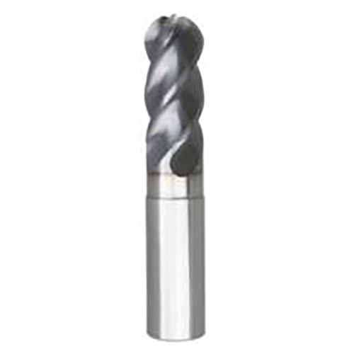 0.2500" Diameter x 0.2500" Shank 4-Flute Short Length AlTiN Coated Carbide Ball Nose End Mill product photo Front View L
