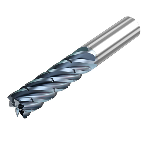 1/2" Diameter x 1/2" Shank 6-Flute Standard HTA Coated Carbide Roughing End Mill product photo Front View L