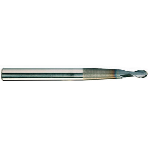 8.0mm Diameter x 10mm Shank 2-Flute Tapered Pencil Neck Ball Nose Premium Carbide End Mill product photo Front View L