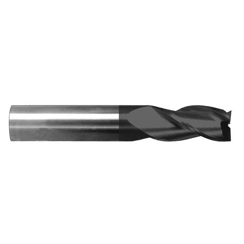 3/8" Diameter x 3/8" Shank 3-Flute 40º Helix TiCN Coated Green Series Carbide End Mill product photo Front View L