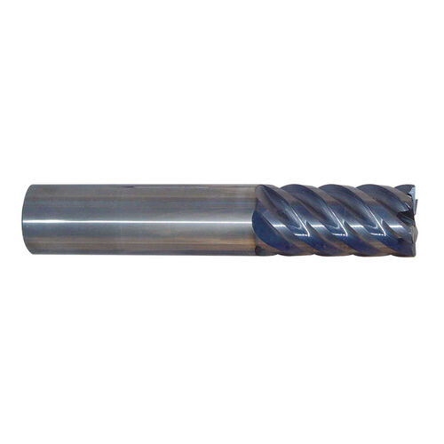 3/4" Diameter x 3/4" Shank 0.030-0.035" Radius 5-Flute Corner Radius Variable Helix AlTiN Red Series Carbide End Mill product photo Front View L