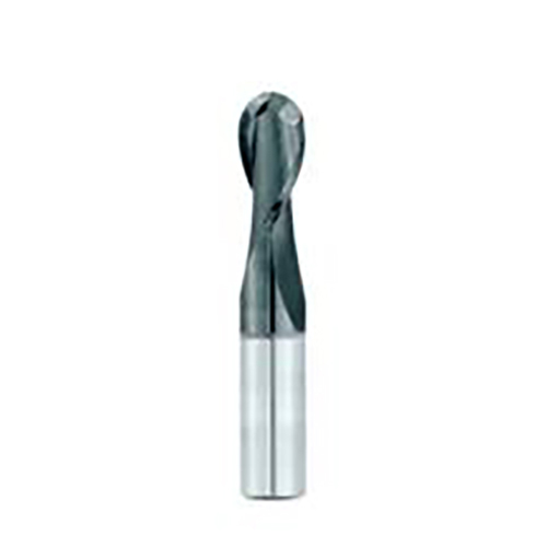 0.3750" Diameter x 0.3750" Shank 2-Flute Short Length TiAlN Coated Carbide Ball Nose End Mill product photo Front View L