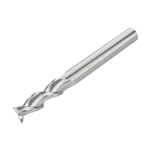1/4" Diameter x 1/4" Shank 2-Flute Standard Length Uncoated Carbide End Mill product photo Front View L