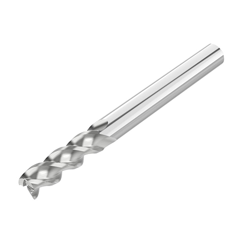 1/4" Diameter x 1/4" Shank 3-Flute Extra Long Length Uncoated Carbide End Mill product photo Front View L