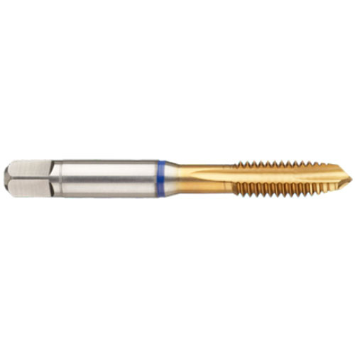 3906 (6.0mm) M6x1.00 HSSE-PM 3-Flute Spiral Point TiN Coated Blue Ring Tap product photo Front View L