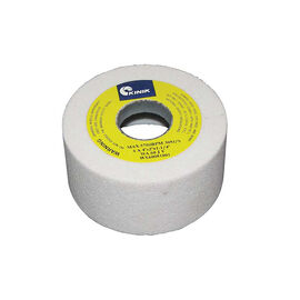 WA60J 5" x 2-1/2" x 1-1/4" "D" Straight Cup White Aluminum Oxide Bench Wheel product photo
