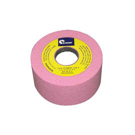 PA60J 4" x 2" x 1-1/4" "D" Straight Cup Pink Aluminum Oxide Bench Wheel product photo