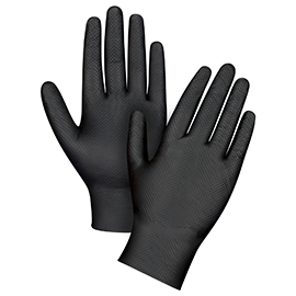 Heavyweight Tactile Grip Examination Gloves, Medium, Nitrile, 8-mil, Powder-Free, Black product photo