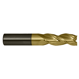 1/4" Diameter x 1/4" Shank, 3-Flute ZrN Coated Carbide Square Shoulder End Mill product photo